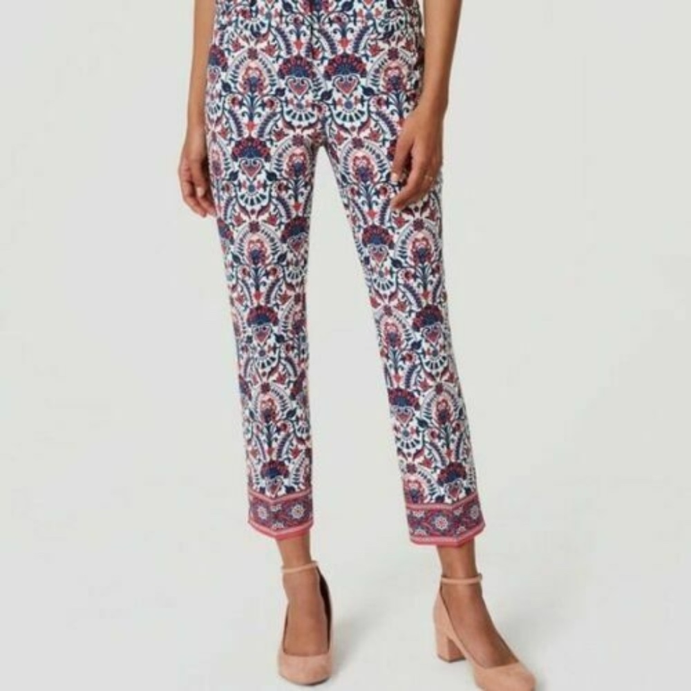 LOFT Floral Mosaic Riviera Pants Marisa NWOT sz 12